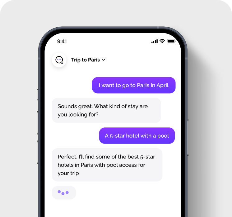 Voya AI trip planning screen asking where to